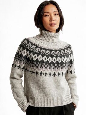 Abercrombie & Fitch Fair Isle Turtleneck Sweater Nordic Cozy Knit Size S